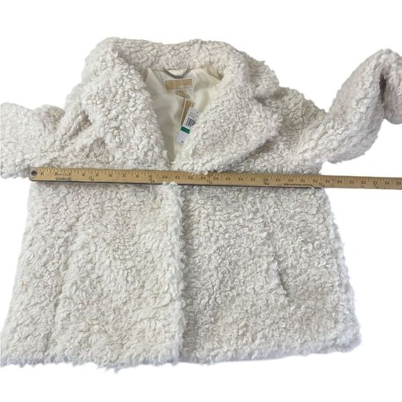 NEW Michael Kors L Faux Sherpa coat “ Fall 2024” medium length ivory - Picture 7 of 8
